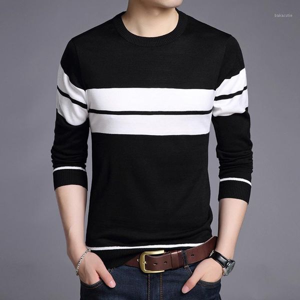 2020 men's autumn new long-sleeved sweater youth slim versitile striped sweater1, White;black
2020 men's autumn new long-sleeved sweater youth slim versitile striped sweater1, White;black