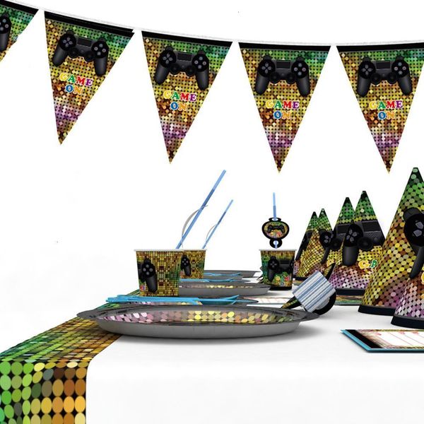 disposable theme birthday tableware set game controller napkins banner hat decor boys kids games party supplies
disposable theme birthday tableware set game controller napkins banner hat decor boys kids games party supplies
