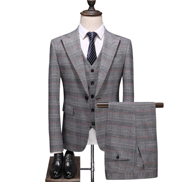 men's suit three-piece suit (jacket + pants + vest) plaid grab collar single button men's business formal suit t200303, White;black
men's suit three-piece suit (jacket + pants + vest) plaid grab collar single button men's business formal suit t200303, White;black
