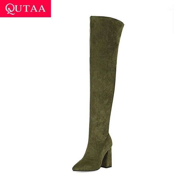 qutaa 2021 thigh high boots square high heel zipper women long boots autumn winter pointed toe pu flock ladies shoes size 34-431, Black
qutaa 2021 thigh high boots square high heel zipper women long boots autumn winter pointed toe pu flock ladies shoes size 34-431, Black
