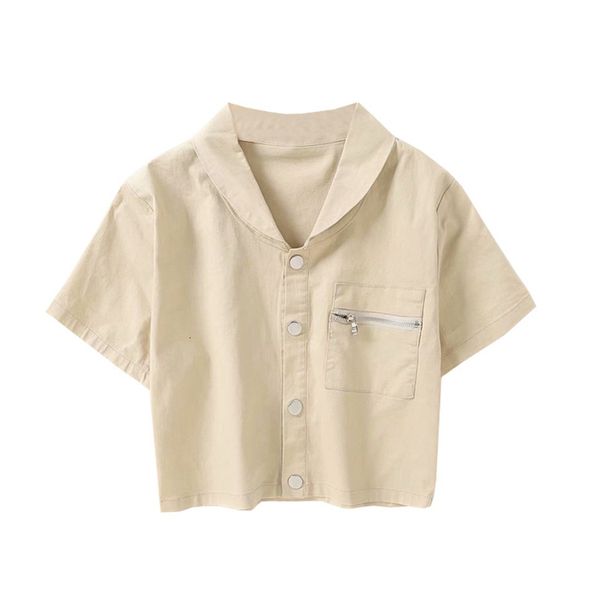 2021 new vintage khaki fashion short turn-down collar high street shirts from women's clothes ngp4, White
2021 new vintage khaki fashion short turn-down collar high street shirts from women's clothes ngp4, White