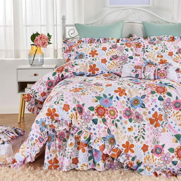 colorful flower ruffle bedding sets,twin full king cotton single double home textile bedspreads pillow case quilt cover
colorful flower ruffle bedding sets,twin full king cotton single double home textile bedspreads pillow case quilt cover