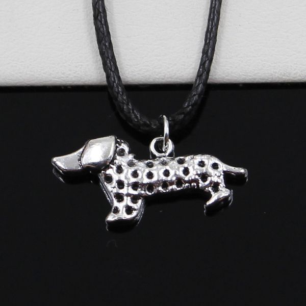 tibetan silver color pendant dog dachshund necklace choker black leather cord factory price handmade jewelry md58
tibetan silver color pendant dog dachshund necklace choker black leather cord factory price handmade jewelry md58