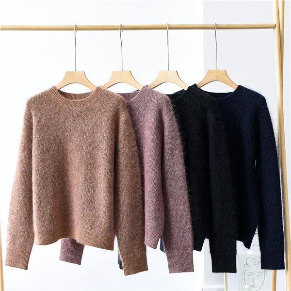 mohair sweater women's warm sweater autumn winter mohair warm round neck loose knit, White;black
mohair sweater women's warm sweater autumn winter mohair warm round neck loose knit, White;black