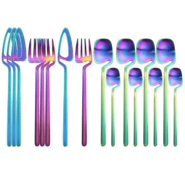16 piece rainbow kitchen utensil gift dinnerware stainless steel dinner dishes cutlery set case q0108
16 piece rainbow kitchen utensil gift dinnerware stainless steel dinner dishes cutlery set case q0108