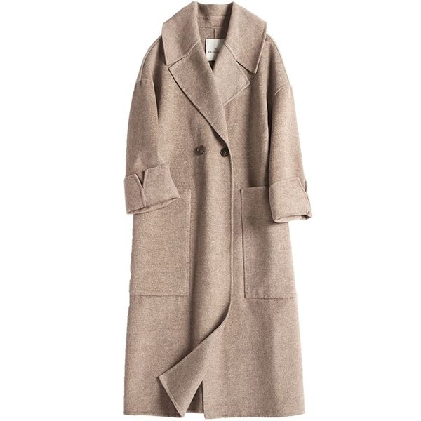 women's new women's wool coat women's euro american color suit collar loose double-sided cashmere coat 201216, Black
women's new women's wool coat women's euro american color suit collar loose double-sided cashmere coat 201216, Black