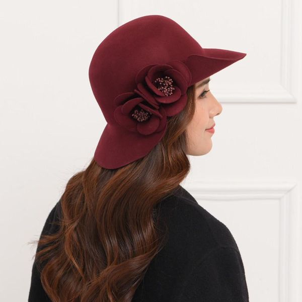 lady two big flowers slit brim 100% wool cloche hats women winter grade fashion felt fedora cap 56-58cm, Blue;gray
lady two big flowers slit brim 100% wool cloche hats women winter grade fashion felt fedora cap 56-58cm, Blue;gray