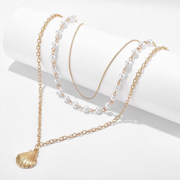 fashion creative retro scallop pearl 3 layer necklace pendant 2020 new trend sweet romantic temperament charm wedding party gift, Golden;silver
fashion creative retro scallop pearl 3 layer necklace pendant 2020 new trend sweet romantic temperament charm wedding party gift, Golden;silver