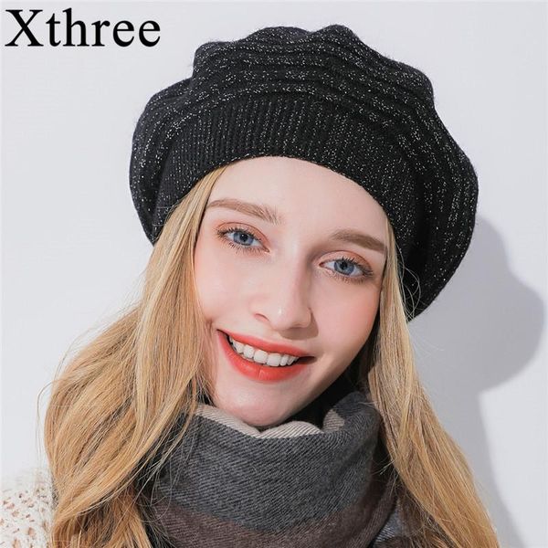 berets xthree women winter hat cashmere beret bright silk thread knitted fur for girl fashion lady cap, Blue;gray
berets xthree women winter hat cashmere beret bright silk thread knitted fur for girl fashion lady cap, Blue;gray