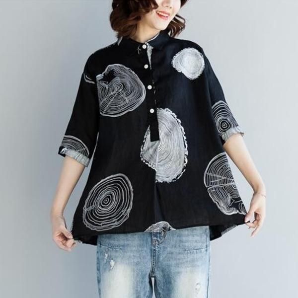 women's blouses & shirts #2885 summer half sleeve blouse women thin vintage printed plus size female cotton linen basic, White
women's blouses & shirts #2885 summer half sleeve blouse women thin vintage printed plus size female cotton linen basic, White