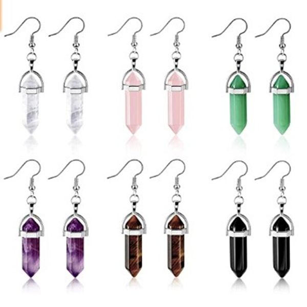 fashion wire wrap hexagon prism natural stone dangle earrings rose quartz healing crystal earings earring for women jewelry wholesale, Silver
fashion wire wrap hexagon prism natural stone dangle earrings rose quartz healing crystal earings earring for women jewelry wholesale, Silver