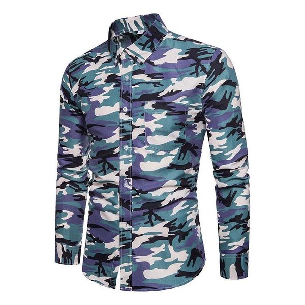 men's shirt lapel long sleeve camouflage printing casual front button for business party bmf88, White;black
men's shirt lapel long sleeve camouflage printing casual front button for business party bmf88, White;black