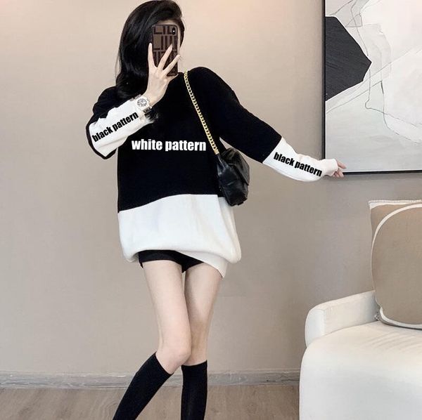 women clothing designer sweater round collar knit sweatshirt the same hoodie temperament girl sweater chanle, White;black
women clothing designer sweater round collar knit sweatshirt the same hoodie temperament girl sweater chanle, White;black