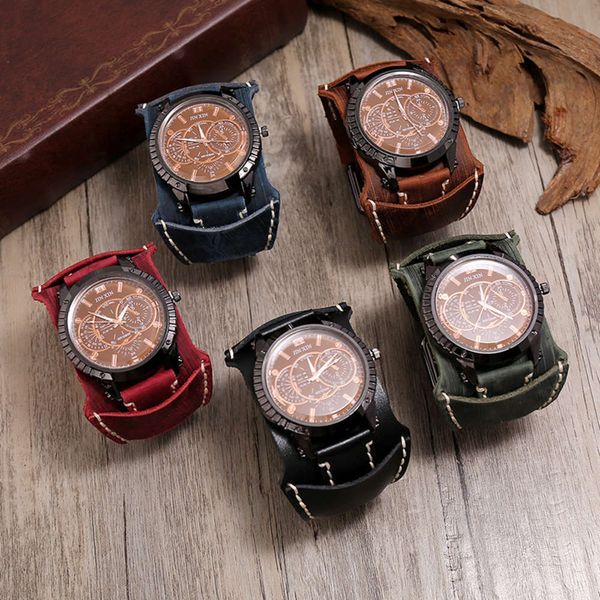 cowhide men's watch straight make old personality punk wide leather bracelet jewelry info, Slivery;brown
cowhide men's watch straight make old personality punk wide leather bracelet jewelry info, Slivery;brown