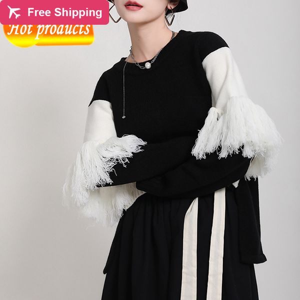 2021 New Women's Fashionable Blouses Spring Chic Autumn Tassels Round Collar High Street Sweater Long Sleeves Mesh Vintage Tops FR90, White;black
2021 New Women's Fashionable Blouses Spring Chic Autumn Tassels Round Collar High Street Sweater Long Sleeves Mesh Vintage Tops FR90, White;black