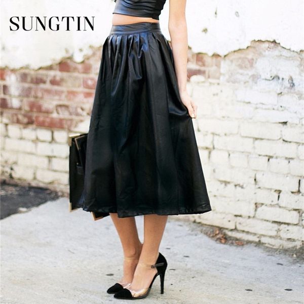 sungtin ladies long skirts for women faux leather pu skirt high-waist fashion a-line knee length casual pockets spring y200326, Black
sungtin ladies long skirts for women faux leather pu skirt high-waist fashion a-line knee length casual pockets spring y200326, Black