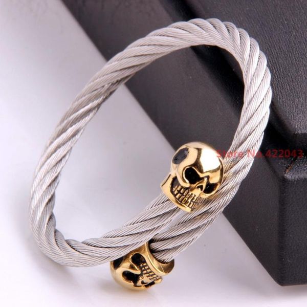 link, chain trendy cool mens womens stainless steel twisted cable wire skull bracelet bracelets for 22.5mm jewelry, Black
link, chain trendy cool mens womens stainless steel twisted cable wire skull bracelet bracelets for 22.5mm jewelry, Black