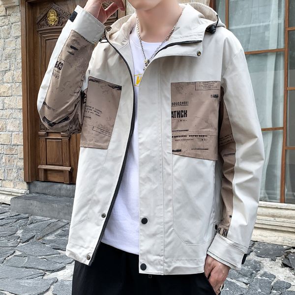 new autumn men's jacket trend hooded personality casual workwear jacket youth color matching men's clothing, Black;brown
new autumn men's jacket trend hooded personality casual workwear jacket youth color matching men's clothing, Black;brown