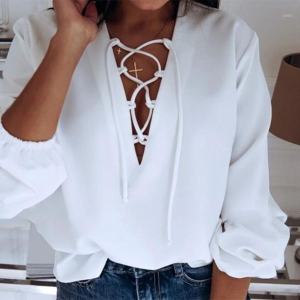 v neck drawstring blouse women solid loose lantern sleeve office ladies shirt vintage spring autumn elegant blouses and, White
v neck drawstring blouse women solid loose lantern sleeve office ladies shirt vintage spring autumn elegant blouses and, White