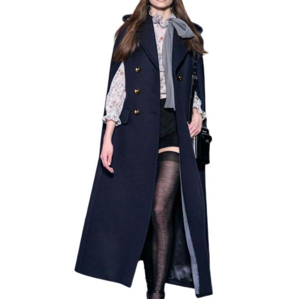 women's wool & blends woolen coat women warm elegant fashion vintage cloak swing double breasted x-long overcoat, Black
women's wool & blends woolen coat women warm elegant fashion vintage cloak swing double breasted x-long overcoat, Black