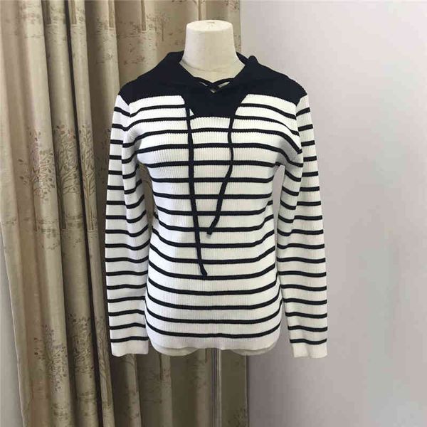 2022 factory wholesale new model d family autumn and winter navy collar tie rope fashion stripe slim fitting long sleeve sweater pullover fe, White;black
2022 factory wholesale new model d family autumn and winter navy collar tie rope fashion stripe slim fitting long sleeve sweater pullover fe, White;black