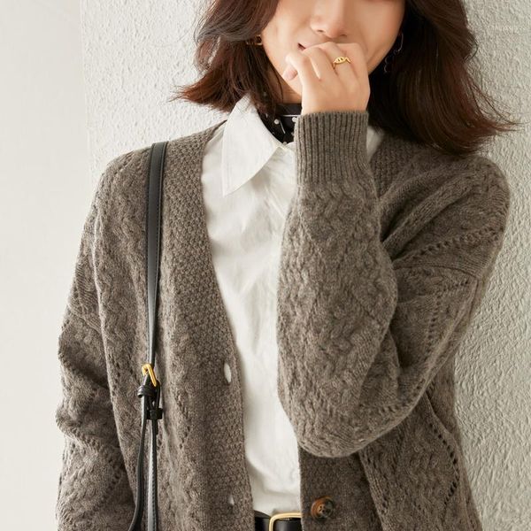 women 's cardigans hollowed real wool v-neck long sleeves fashion knitwear loose warm female spring outerwear stylish knitwear1, White
women 's cardigans hollowed real wool v-neck long sleeves fashion knitwear loose warm female spring outerwear stylish knitwear1, White