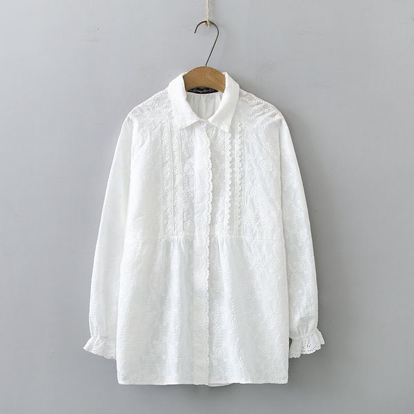 cotton complete female blouse big floral long sleeve embroidered vintage ladies cmnz, White
cotton complete female blouse big floral long sleeve embroidered vintage ladies cmnz, White