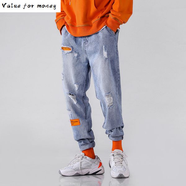 harem hop hip modis kpop fashions blue jeans men streetwear korean style denim trousers ripped patch jeans loose clothes q0105, Black;white
harem hop hip modis kpop fashions blue jeans men streetwear korean style denim trousers ripped patch jeans loose clothes q0105, Black;white