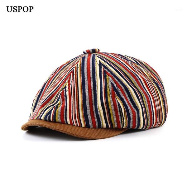 uspop men's hat striped berets patchwork newsboy caps1, Blue;gray 
uspop men's hat striped berets patchwork newsboy caps1, Blue;gray