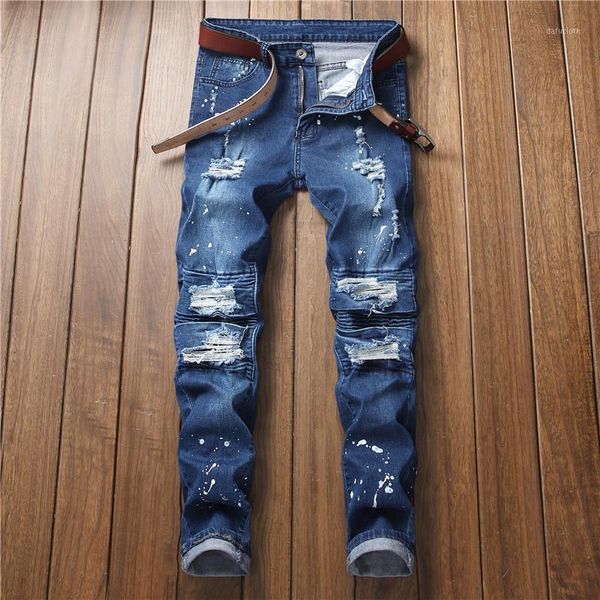streetwear new men splashing ink ripped distressed motorcycle skinny biker jeans men knee pleated holes stretch denim trousers1, Blue
streetwear new men splashing ink ripped distressed motorcycle skinny biker jeans men knee pleated holes stretch denim trousers1, Blue