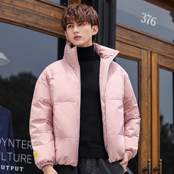 pink down men's winter 2020 korean fashion brand ins casual loose trend short cotton jacket, Black 
pink down men's winter 2020 korean fashion brand ins casual loose trend short cotton jacket, Black