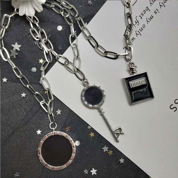 round pendant long brand style versatile key stainless steel chain hip hop necklace women's thick sweater pendant, Silver
round pendant long brand style versatile key stainless steel chain hip hop necklace women's thick sweater pendant, Silver