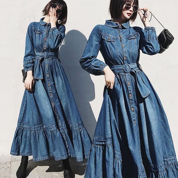 casual dresses 2021 fashion plus size xs-3xl for women long maxi spring and autumn denim single breasted dress with belt, Black;gray
casual dresses 2021 fashion plus size xs-3xl for women long maxi spring and autumn denim single breasted dress with belt, Black;gray