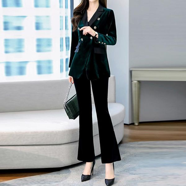 women's two piece pants fashion women blazer suits long sleeve double- breasted velvet suit office ladies two-piece sets 2021 spring, White
women's two piece pants fashion women blazer suits long sleeve double- breasted velvet suit office ladies two-piece sets 2021 spring, White