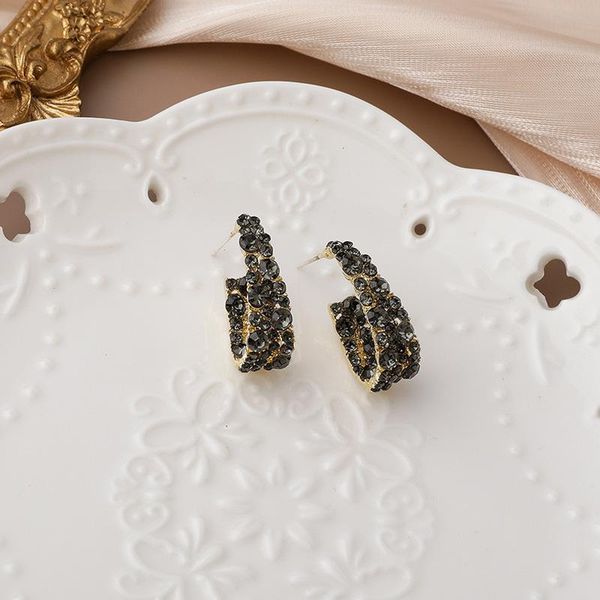 stud korean temperament dark grey color crystal rhinestone earrings for women gold metal c shape open hoop vintage jewelry, Golden;silver
stud korean temperament dark grey color crystal rhinestone earrings for women gold metal c shape open hoop vintage jewelry, Golden;silver