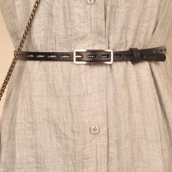 women's thin simple versatile decorative dress pure cow leather handmade small belt with skirt shirt, Black;brown
women's thin simple versatile decorative dress pure cow leather handmade small belt with skirt shirt, Black;brown