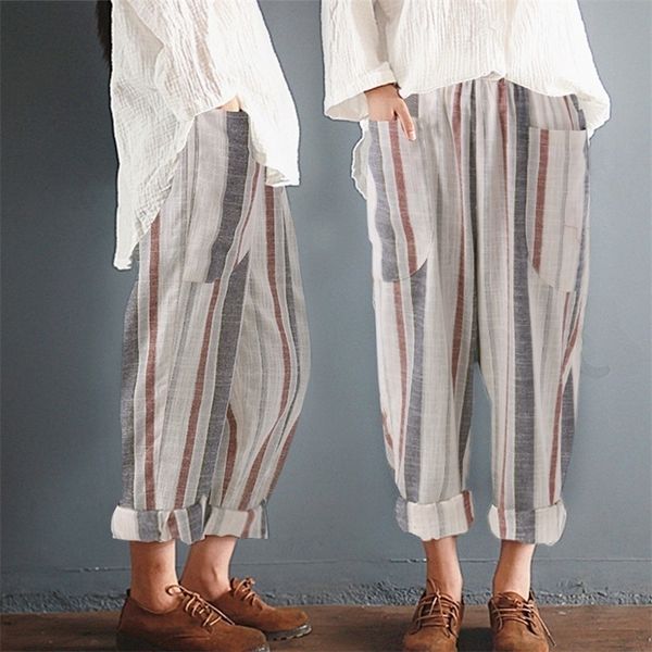 plus size cotton linen trousers women summer loose harem high waist stripe pocket pant casual pantalon female sweatpants trouser 201031, Black;white
plus size cotton linen trousers women summer loose harem high waist stripe pocket pant casual pantalon female sweatpants trouser 201031, Black;white