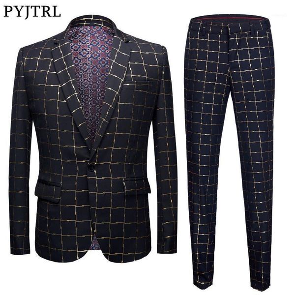 pyjtrl brand new tide male plaid gold floral pattern slim fit mens suits with pants wedding groom tuxedo singer costume1, White;black
pyjtrl brand new tide male plaid gold floral pattern slim fit mens suits with pants wedding groom tuxedo singer costume1, White;black