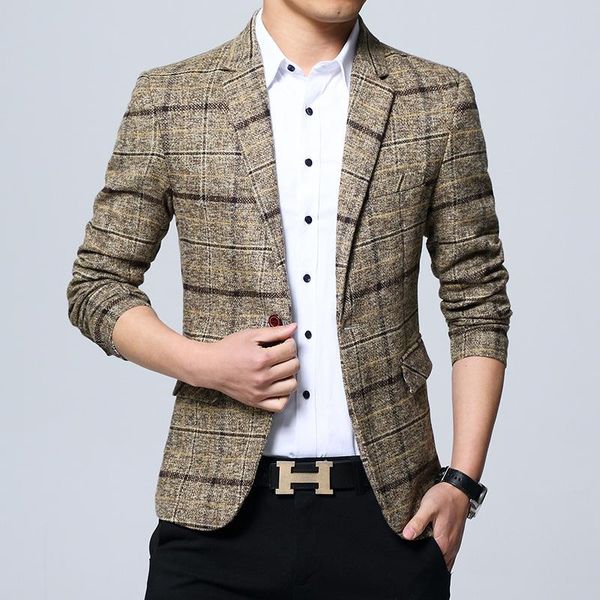 men's suits & blazers suit jacket 2021 spring autumn street plaid casual business brand clothing men slim blazer masculino, White;black
men's suits & blazers suit jacket 2021 spring autumn street plaid casual business brand clothing men slim blazer masculino, White;black