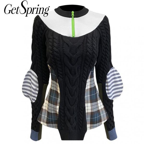 getspring women sweater plaid patchwork irregular women sweaters pullovers color matching vintage knitting sweaters black 2020, White;black
getspring women sweater plaid patchwork irregular women sweaters pullovers color matching vintage knitting sweaters black 2020, White;black