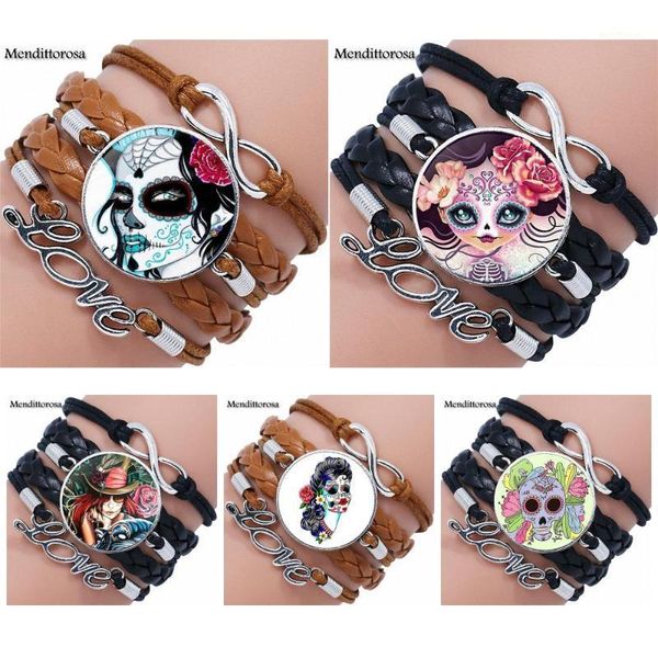 miss sugar skull with love fashion glass multilayer black/brown leather bracelet bangle jewelry for woman vintage statement1, Golden;silver
miss sugar skull with love fashion glass multilayer black/brown leather bracelet bangle jewelry for woman vintage statement1, Golden;silver