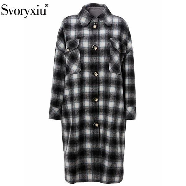 svoryxiu 2020 runway designer autumn winter fashion plaid overcoat outwear women's single-breasted wool blend long thick coat, Black
svoryxiu 2020 runway designer autumn winter fashion plaid overcoat outwear women's single-breasted wool blend long thick coat, Black