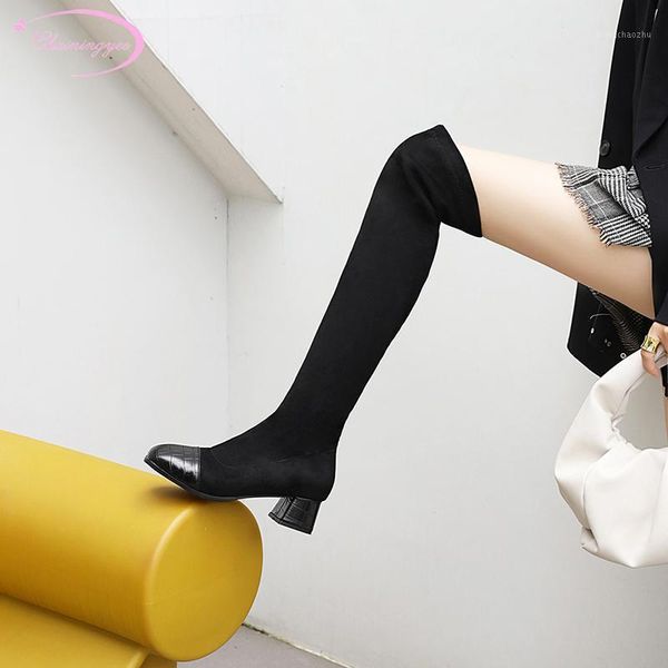 boots casual style slimming round toe flock over knee high stretch black medium with chunky riding women's shoes big size1
boots casual style slimming round toe flock over knee high stretch black medium with chunky riding women's shoes big size1