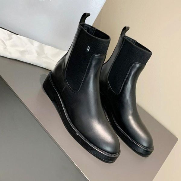 sole metal logo martin boots elastic cloth stitching leather boots flat ankle women's shoes, Black
sole metal logo martin boots elastic cloth stitching leather boots flat ankle women's shoes, Black