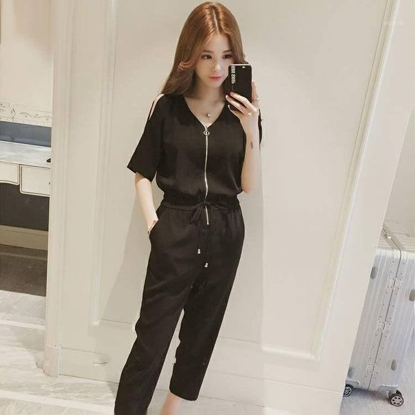 women's summer 2020 jumpsuit high waist slim short-sleeved pants rompers casual streetwear one pieces outfits1, Black;white
women's summer 2020 jumpsuit high waist slim short-sleeved pants rompers casual streetwear one pieces outfits1, Black;white