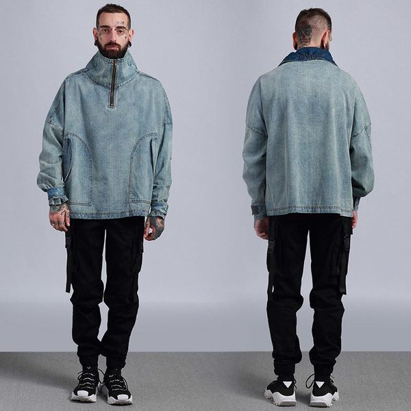 men's jackets gothic mens denim pullover vintage hoody shirts side rib insert rough rugged half zip punk rave men jeans chaquetas para, Black;brown
men's jackets gothic mens denim pullover vintage hoody shirts side rib insert rough rugged half zip punk rave men jeans chaquetas para, Black;brown