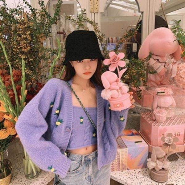cardigans women fashion embroidery sweater new autumn winter laides knit loose casual joker crop korean matching chest y200910, White;black
cardigans women fashion embroidery sweater new autumn winter laides knit loose casual joker crop korean matching chest y200910, White;black