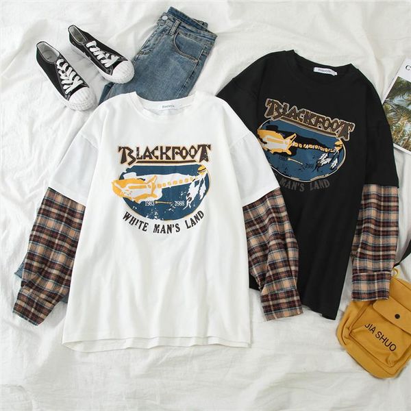 2019 new harajuku style bf long sleeved t shirt female long section wear autumn korean version of loose shirt tide, White
2019 new harajuku style bf long sleeved t shirt female long section wear autumn korean version of loose shirt tide, White