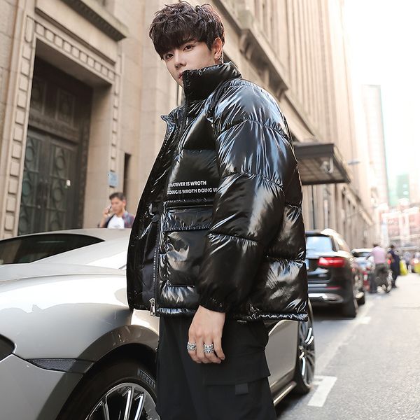 20 winter korean bright face down men's fashion stand collar thiened bread youth cotton padded jaet, Black
20 winter korean bright face down men's fashion stand collar thiened bread youth cotton padded jaet, Black