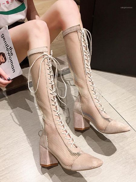 women's shoes boots autumn 2020 breathable mesh lace-up hollow high-heel zipper knee-length boots1, Black
women's shoes boots autumn 2020 breathable mesh lace-up hollow high-heel zipper knee-length boots1, Black
